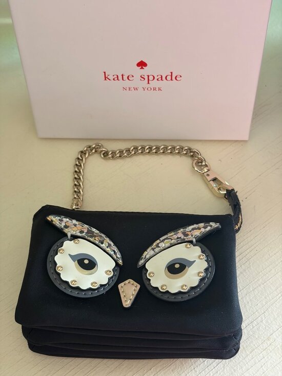 Kate Spade Star Bright Owl Mini Natasha Coin Purse Black - Picture 3 of 9